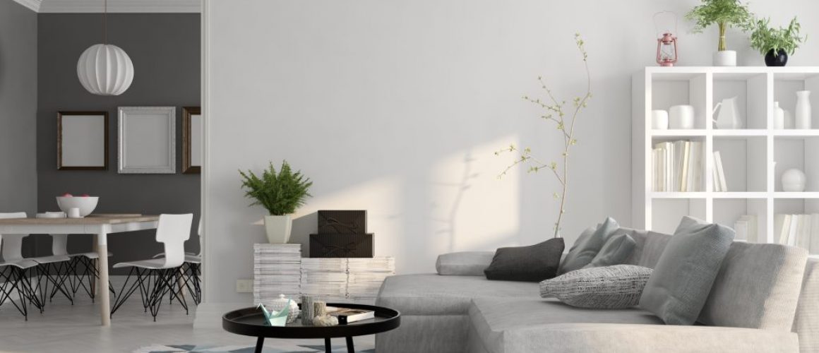 Scandinavian style interior design 3D rendering