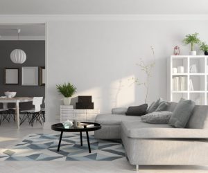 Scandinavian style interior design 3D rendering